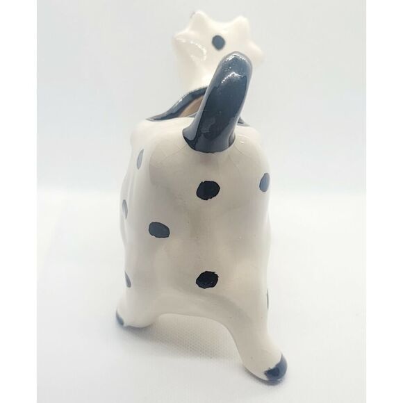 Vintage White With Black Spots Cow Creamer Hand Painted By Isabelle - Picture 4 of 6